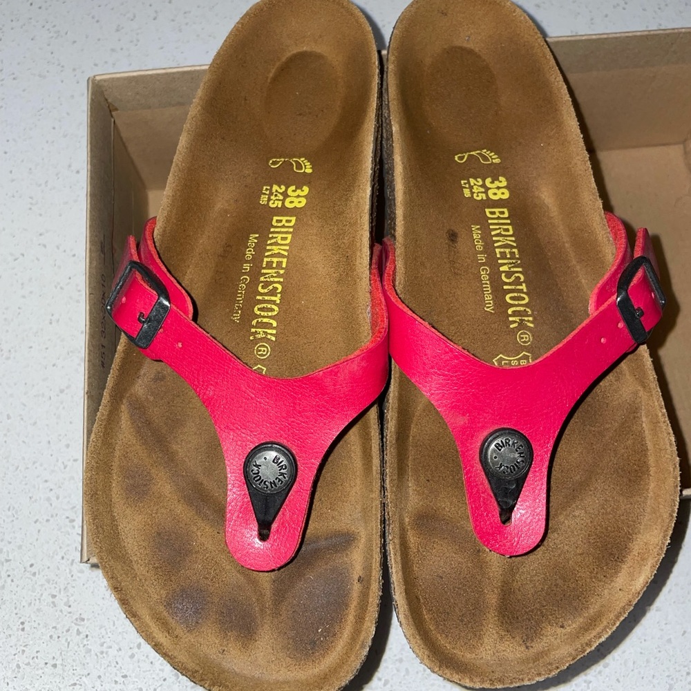 Red Birkenstock sandals